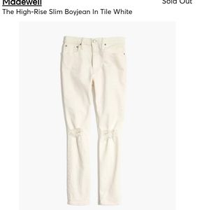 Madewell High-Rise Slim Boy Jean. Tile white. Size 31